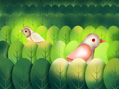 The birds in the forest-A commercial illustration baby bird commercial illustration forest young children