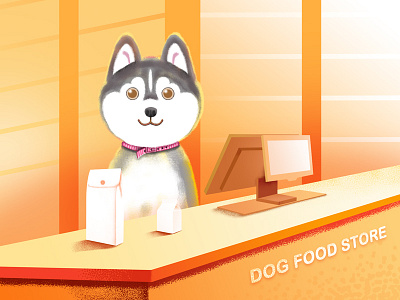 Dog food store-Husky illustration