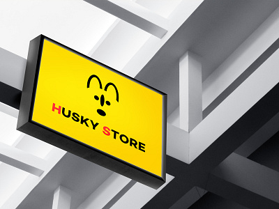 Husky store's logo billboard brand dog dog food huskie husky logo pet sign symbol visiaul