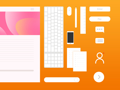 materials and icons color design icon icons keyboard material mouse orange paper pencil pink white