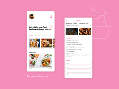 Recipe - 040 Daily UI Challenge daily 100 challenge daily ui dailyui dailyui 040 design minimal minimalism minimalist recipe recipe app simple ui design