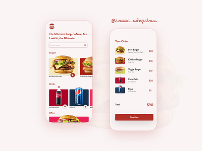 Food/Drink Menu - 043 Daily UI Challenge clean ui dailyui dailyui 043 dailyuichallenge design minimal minimalism minimalist mobile app mobile ui simple ui design