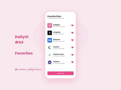 Favorites - 044 Daily UI Challenge clean ui daily 100 challenge daily ui dailyui dailyui 044 dailyuichallenge design minimal minimalism mobile simple ui design