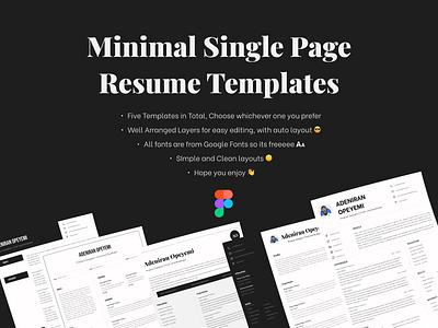 Minimal Single Page Resume Templates clean cv google fonts minimal minimalism print design resume simple template