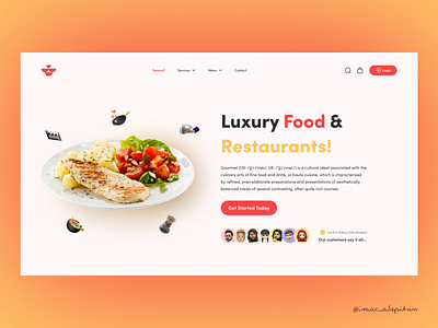 Food Service Concept app app designer clean dailyui exciting food hero minimal pop simple ui design uiux