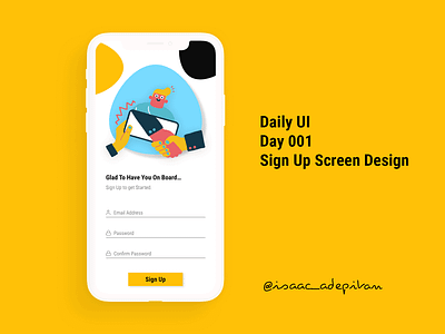 Sign Up Screen - Day 001 Daily UI Challenge app design daily 100 challenge dailyui dailyui 001 design minimal minimalism minimalist mobile signup ui design