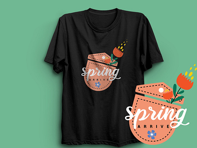 Spring Arrive, minimalist simple typography t shirt design