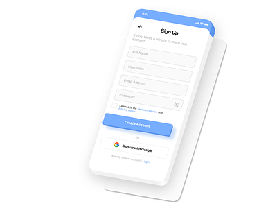 Sign Up account login mobile profile signup ui