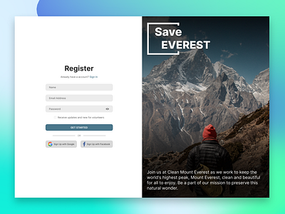 Daily UI Challenge - Sign up Volunteer Events #DailyUI