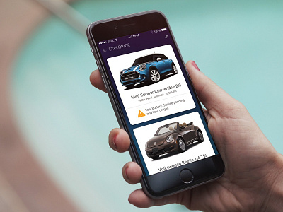 Exploride Cars List Screen app design mobile app ui user interface ux visual design