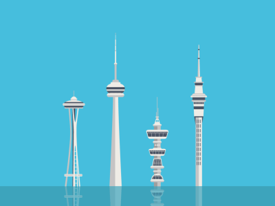 Towers clouds cn tower illustration motion graphic ote tower sky tower space needle towers vector wind