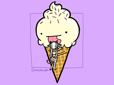 Food Series - Ice Cream animal cartoon cow food ice cream illustration missdaisydee procreate