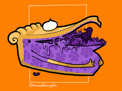 Food Series - Pie animal black bird cartoon food illustration missdaisydee pie procreate