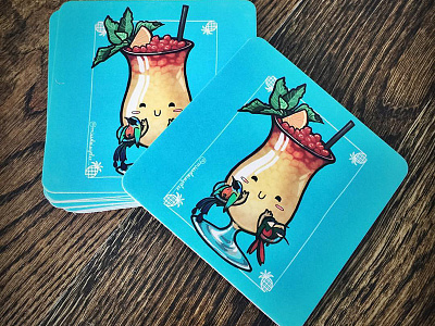 Trinidad Cobbler Coasters! agcc2016 animal cartoon cocktail food illustration missdaisydee procreate rufous tailed jacamar trinidad motmot trinidadcobbler