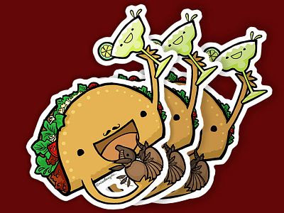 TeamTaco Stickers animal armadillo cartoon food illustration margarita missdaisydee procreate sacc2016 stickermule taco teamtaco