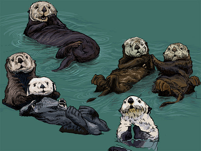 Otter Pattern illustration otter patterns photoshop practice textile