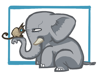 Elephant distraction cat drawing elephant game illustration photoshop playoff