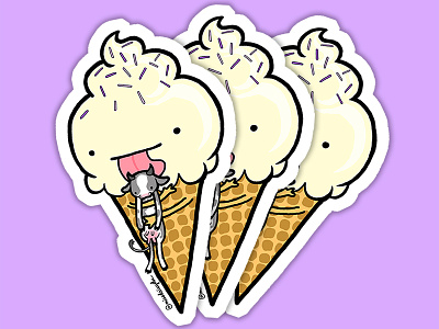 Ice cream Sticker cow cute ice cream illustration sticker stickermule