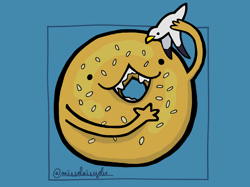 Carnivorous Foods Series - Bagel new york seagull bagel procreate food illustration