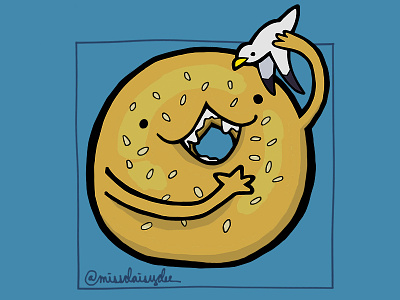 Carnivorous Foods Series - Bagel bagel food illustration new york procreate seagull