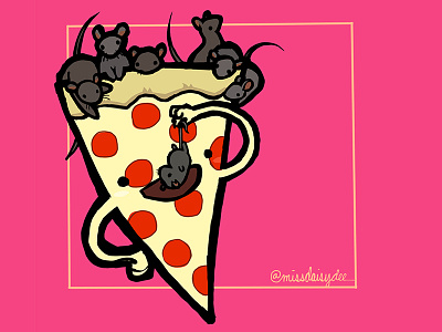 Carnivorous Foods Series - Pizza food illustration new york pepperoni pink pizza procreate rat