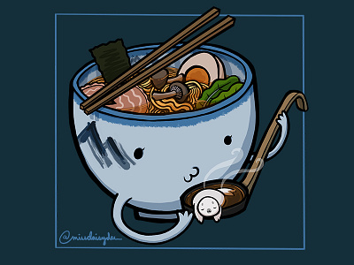 Carnivorous Foods Series - Afuri Ramen afuri food illustration japan procreate ramen seal