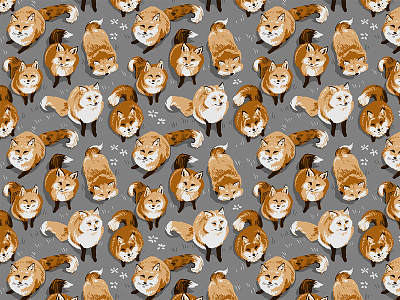 Fox Village Pattern copper endless pattern fashion fox fox village graphic grey illustration japan pattern photoshop vulpis