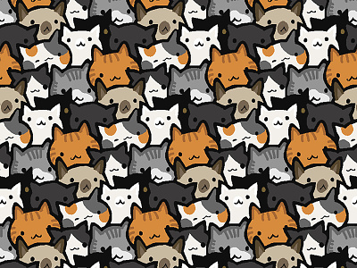 Cat Crowd amaziograph black cat cute grey kitten orange pattern siamese tabby