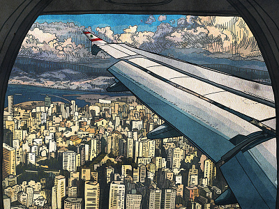 Beirut Rafic Hariri International Airport airplane arial view beirut flight illustration photoshop procreate transit