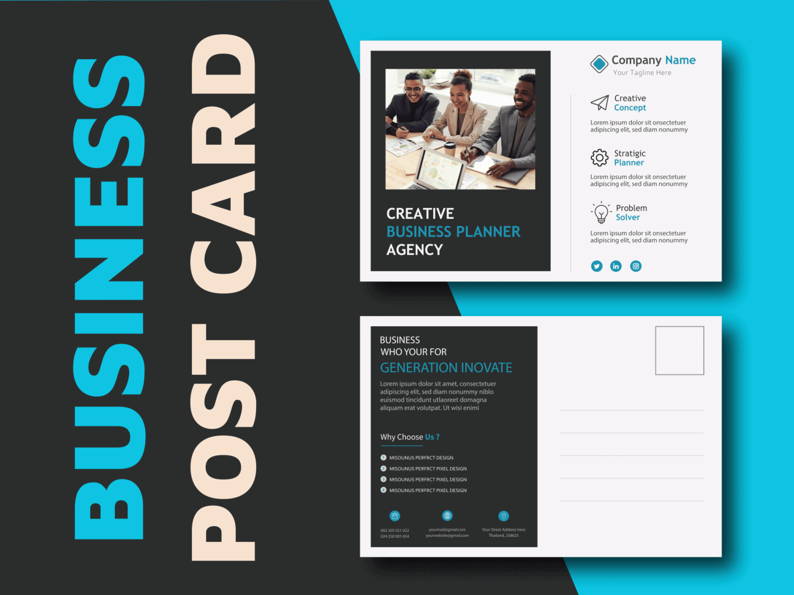 Business Postcard Design banner booklet brand design branding business card design flyer graphic design id card design marketing materials postcard poster print design social media stationary visiting card