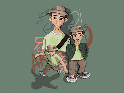 Street style boy character follow illustration personage