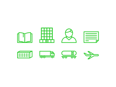 Logistics icons book building cargo container icon icons logistics manager outline plane transport truck