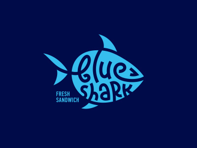 Blue Shark blue branding fish fresh identity logo mark sandwich shark vending