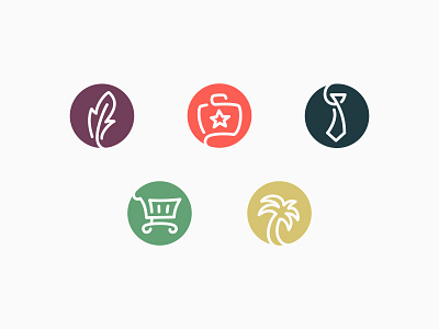 Dopkin bag basket feather icon identity logo mark outline palm tie