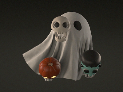 Beastie Boys 3d animated animation c4d cartoon character cinema4d frankenstein ghost halloween illustration pumpkin skull