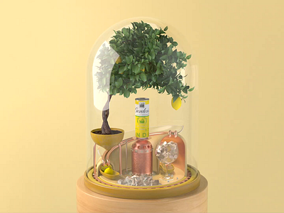 003 // Gordon’s Perfectly Mixed 3d animated animation bonsai c4d can cinema4d clockwork gin lemon loop musicbox snowglobe terrarium tonic tree