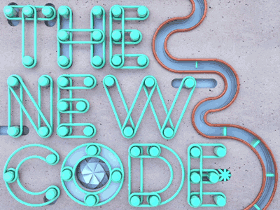 The New Code 3d c4d cinema4d code machine marble meccano type typography
