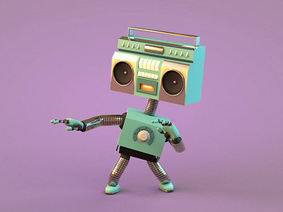 The distant future...🤖 3d boombox c4d character cinema4d dance mixtape retro robot tape