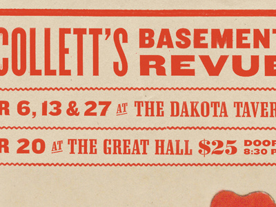 Basement Revue band gig poster letterpress