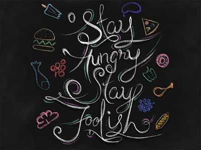 Stay Hungry, Stay Foolish calligraphy chalk food foolish hungry icon ipadpro quote steve jobs texture typography