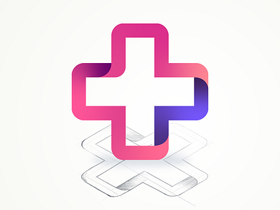 Healthcare icon branding bright color colorful gradient health illustration line logo mark plus ribbon stroke