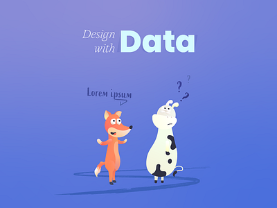 Design with data book character confused cow data digital fox gradient illustration lorem ipsum principle storytelling thinking