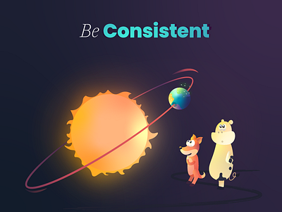 Be consistent book cow curious earth fox gradient illustration planet stable star storytelling sun