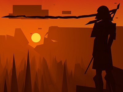 Sunset Valley adventure blender low poly valley warrior