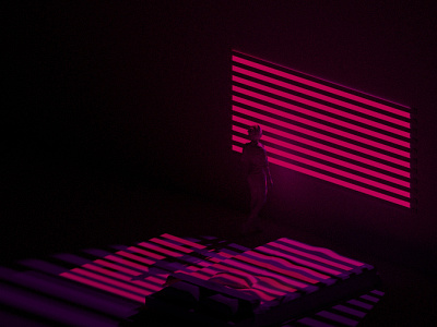 B L I N D S 3d animation bedroom blender3d cyberpunk moody motion design neon noir pink shadows