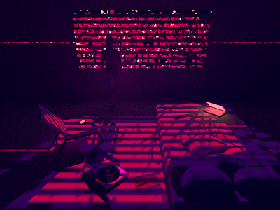 B L I N D S R E D U X 3d animation architecture bedroom blender3d blossoms city cyberpunk illustration motion motion design neon noir pink shadows vaporwave