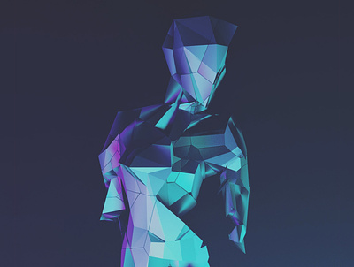 s h a t t e r e d 3d blender cyberpunk illustration iridescent low poly motion design neon vaporwave vr