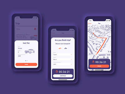 Fuel tracker app car card charts clean colorful concept counter dashboad design app fuel interface ios iphonex map timer tracker tracking app ui8 uiux