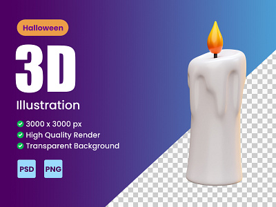 HALLOWEEN CANDLE 3D ICON ILLUSTRATION