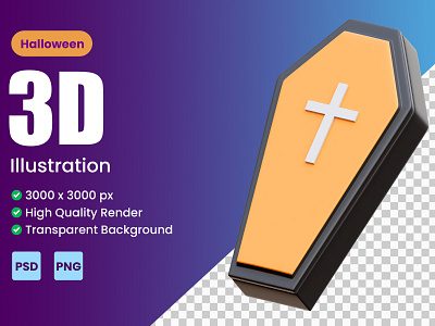 HALLOWEEN COFFIN 3D ICON ILLUSTRATION design halloween illustration ui ux